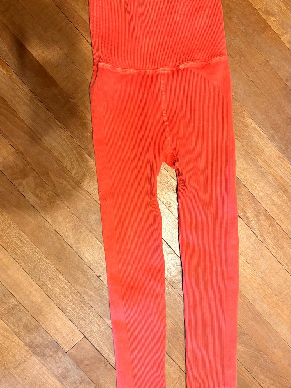 Free People - Ribbed Vibrant Orange High Waisted Leggings